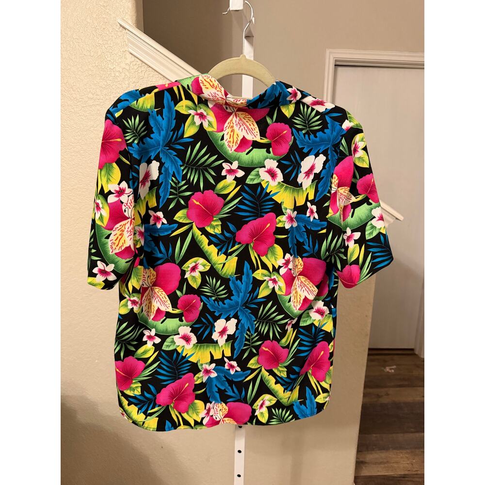 Joan Leslie Vintage Button up Short sleeve Floral Blouse Size 8 - Picture 2 of 4